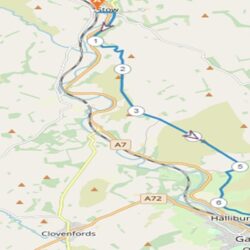 Sketch map showing walk between Stow and Gala