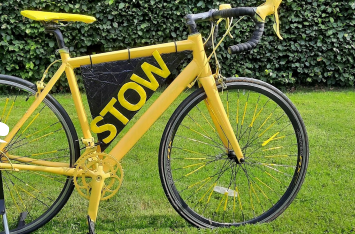 Bike painted in yellow with Stow letters